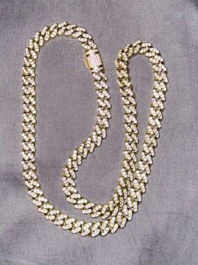 Gold-Tone Paved Cuban Link Necklace - Men Jewelry